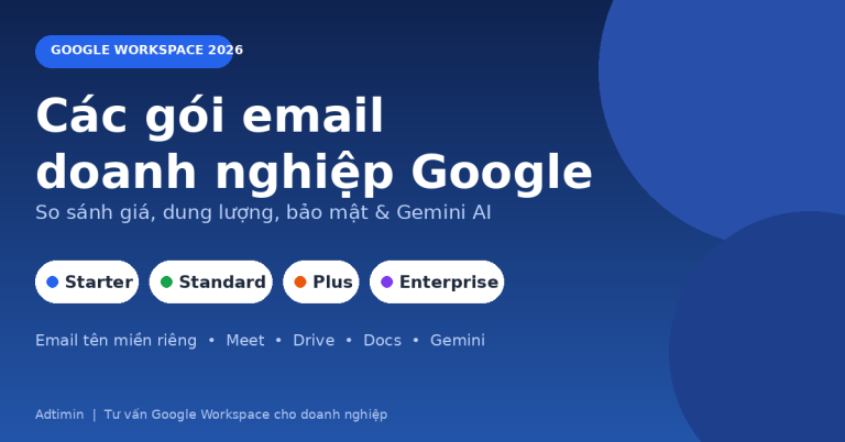 Các gói email doanh nghiệp Google: So sánh & chọn gói